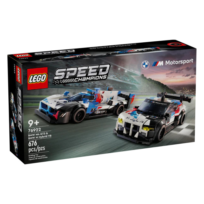 Constructor LEGO Speed Champions Mașini de curse BMW M4 GT3 și BMW M Hybrid V8, 76922