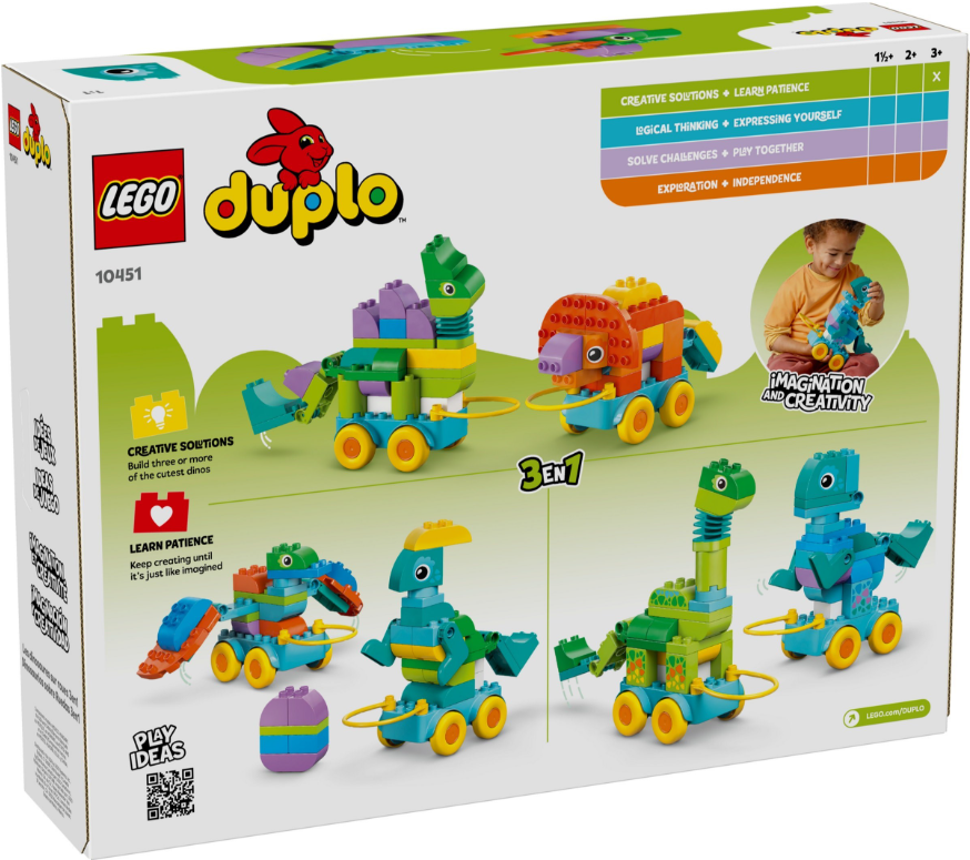 LEGO DUPLO DINOSAURS ON WHEELS 3 IN 1, 10451