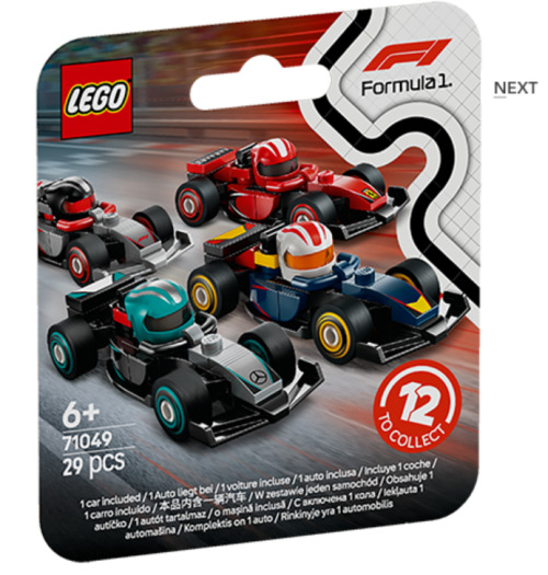 LEGO FORMULA 1 F1 COLLECTIBLE RACING CARS, 71049