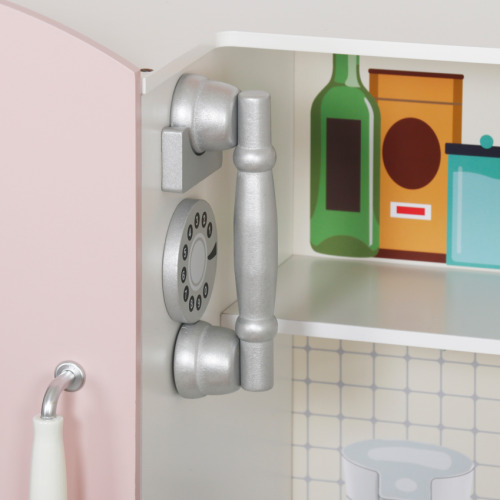 Bucătărie din lemn cu accesorii și funcții, 91 x 29,7 x 102,5 cm, roz, W10C409I