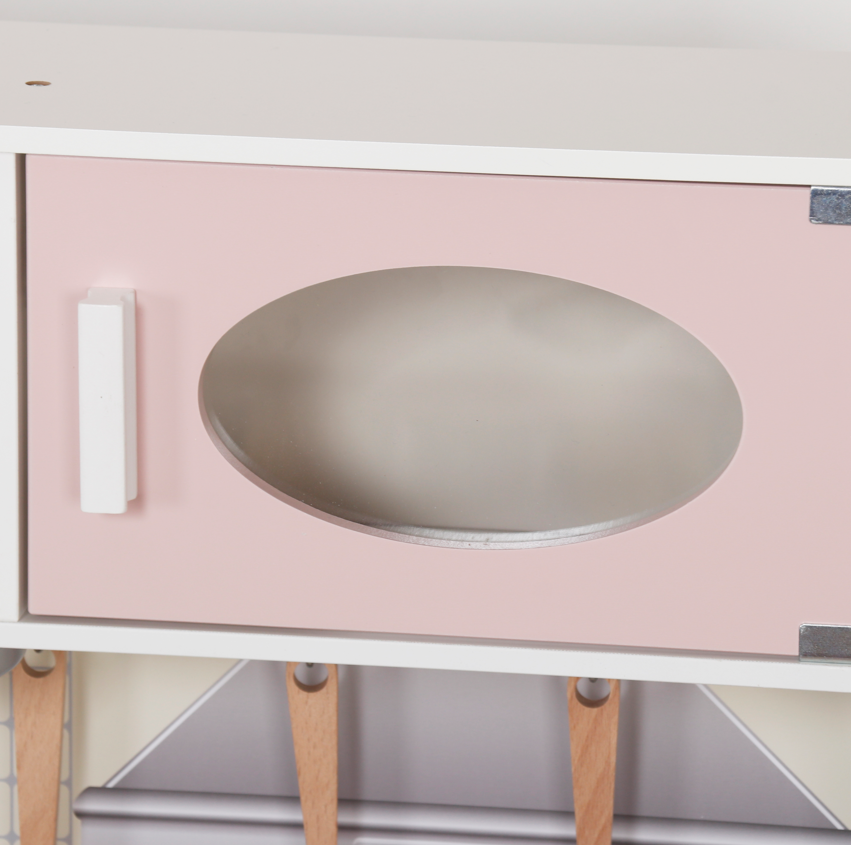 Bucătărie din lemn cu accesorii și funcții, 91 x 29,7 x 102,5 cm, roz, W10C409I