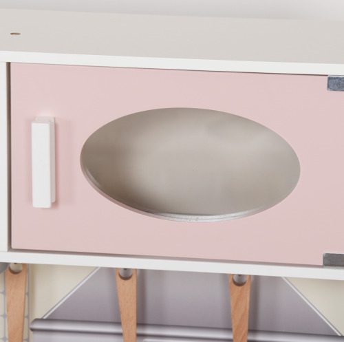 Bucătărie din lemn cu accesorii și funcții, 91 x 29,7 x 102,5 cm, roz, W10C409I