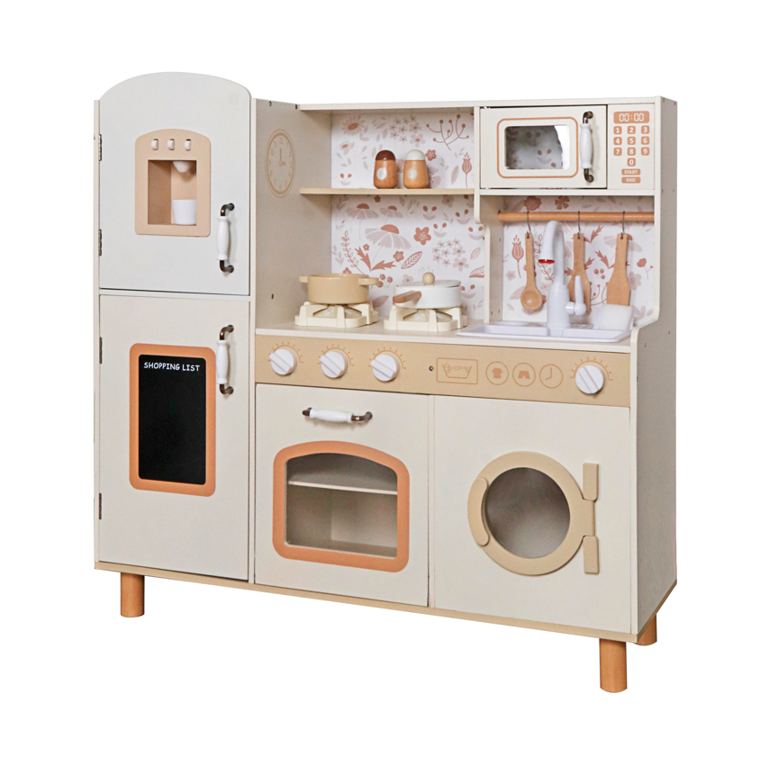 Bucătărie din lemn cu accesorii și funcții, 90,1 x 29,7 x 90 cm, albă, W10C790F