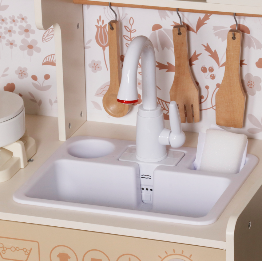 Bucătărie din lemn cu accesorii și funcții, 90,1 x 29,7 x 90 cm, albă, W10C790F