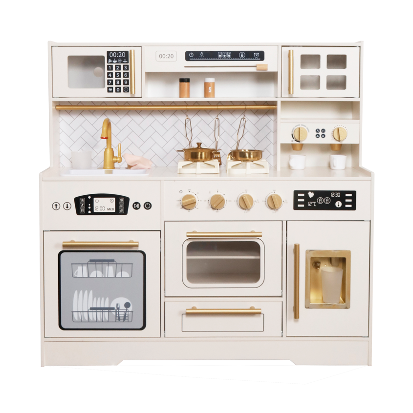 Bucătărie din lemn cu accesorii și funcții, 91*29*90cm, Alb, W10C923B