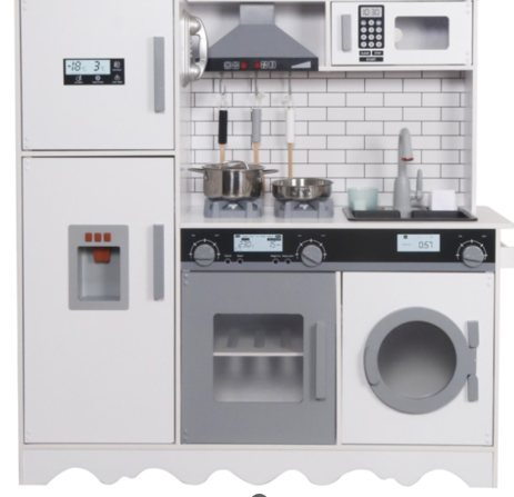 Bucătărie din lemn cu accesorii și funcții, 94*31*94cm, albă, W10C991