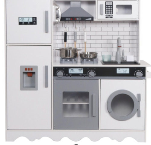 Bucătărie din lemn cu accesorii și funcții, 94*31*94cm, albă, W10C991