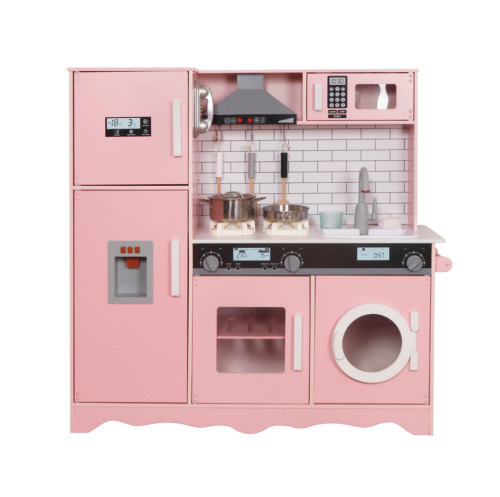 Bucătărie din lemn cu accesorii și funcții, 94*31*94 cm, roz pudrat, W10C991B