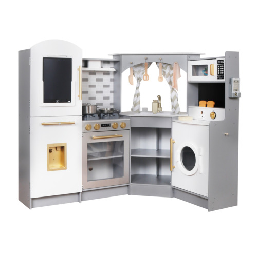 Bucătărie din lemn cu accesorii și funcții, 134*80*99cm, gri, W10C933C