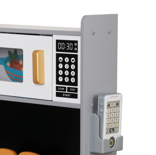 Bucătărie din lemn cu accesorii și funcții, 134*80*99cm, gri, W10C933C