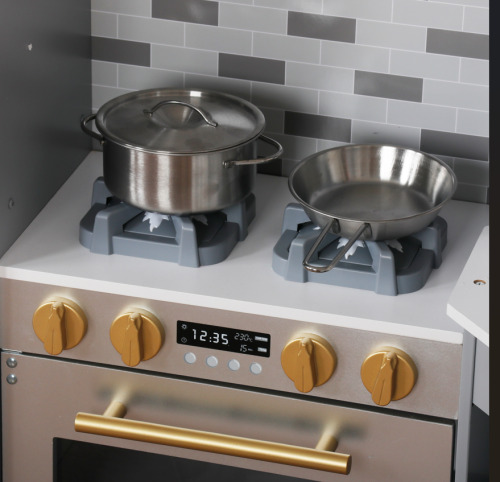 Bucătărie din lemn cu accesorii și funcții, 134*80*99cm, gri, W10C933C