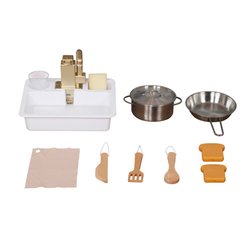 Bucătărie din lemn cu accesorii și funcții, 134*80*99cm, gri, W10C933C