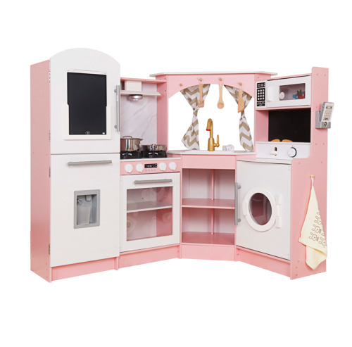 Bucătărie din lemn cu accesorii și funcții, 134*80*99cm, roz, W10C933J