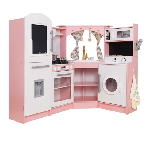 Bucătărie din lemn cu accesorii și funcții, 134*80*99cm, roz, W10C933J