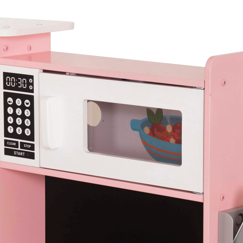 Bucătărie din lemn cu accesorii și funcții, 134*80*99cm, roz, W10C933J