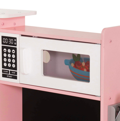 Bucătărie din lemn cu accesorii și funcții, 134*80*99cm, roz, W10C933J