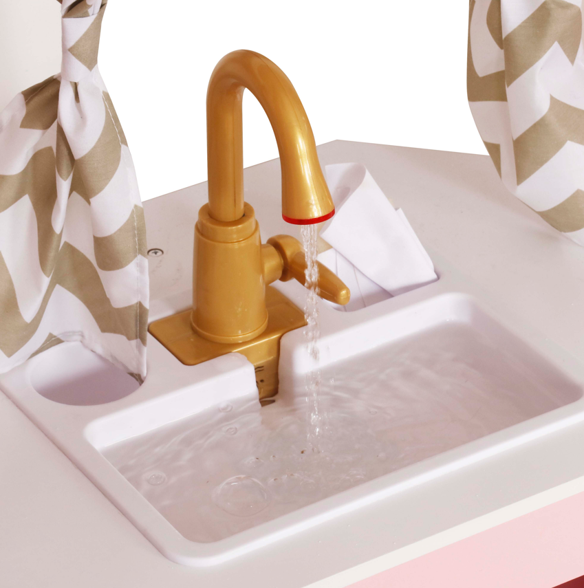 Bucătărie din lemn cu accesorii și funcții, 134*80*99cm, roz, W10C933J