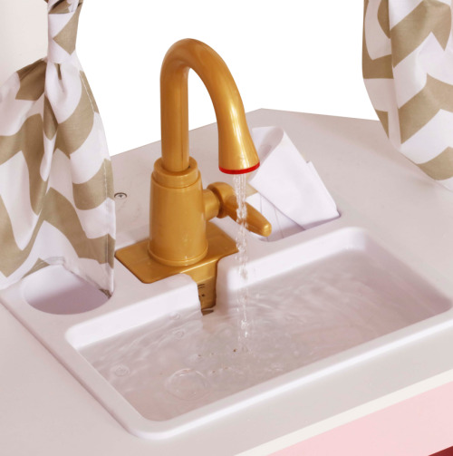 Bucătărie din lemn cu accesorii și funcții, 134*80*99cm, roz, W10C933J