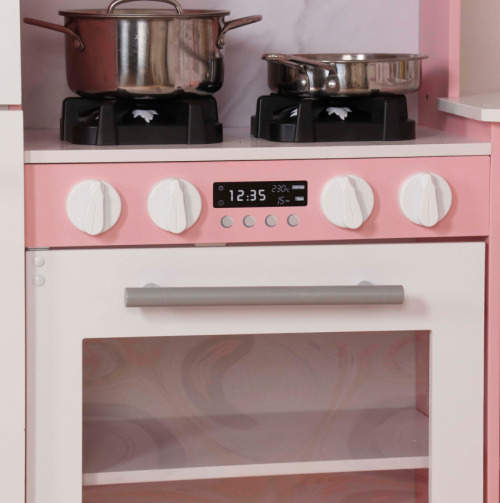 Bucătărie din lemn cu accesorii și funcții, 134*80*99cm, roz, W10C933J