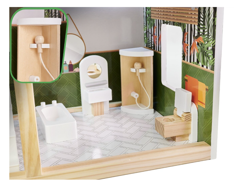 Casă de păpuși din lemn, 61,3 x 26,4 x 77,4 cm, gri, W06A413C