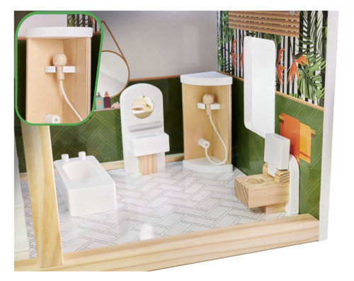 Casă de păpuși din lemn, 61,3 x 26,4 x 77,4 cm, gri, W06A413C