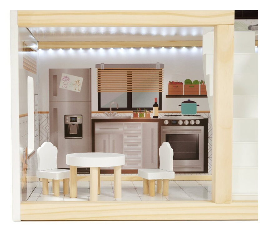 Casă de păpuși din lemn, 61,3 x 26,4 x 77,4 cm, gri, W06A413C