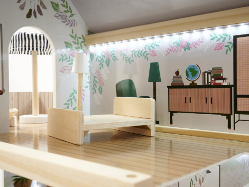 Casă de păpuși din lemn, 61,3 x 26,4 x 77,4 cm, gri, W06A413C