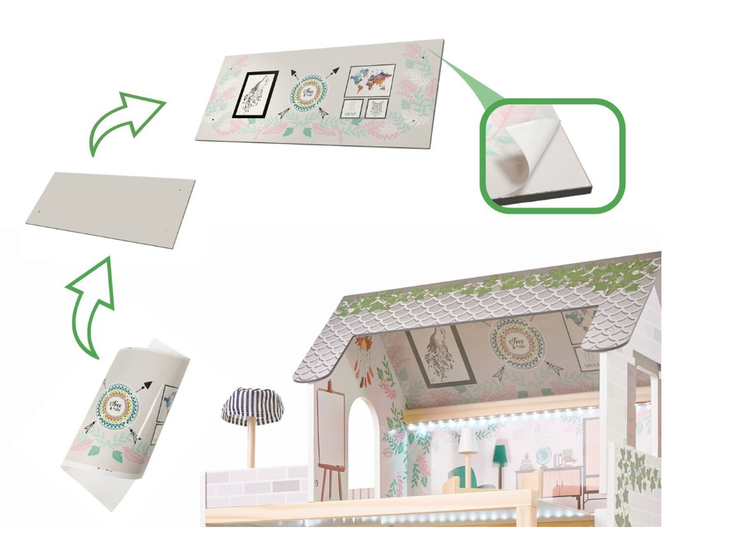 Casă de păpuși din lemn, 61,3 x 26,4 x 77,4 cm, gri, W06A413C