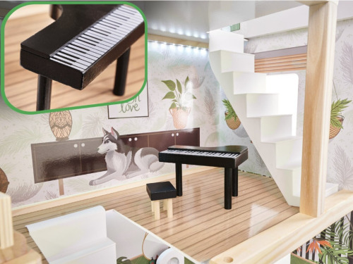 Casă de păpuși din lemn, 61,3 x 26,4 x 77,4 cm, gri, W06A413C