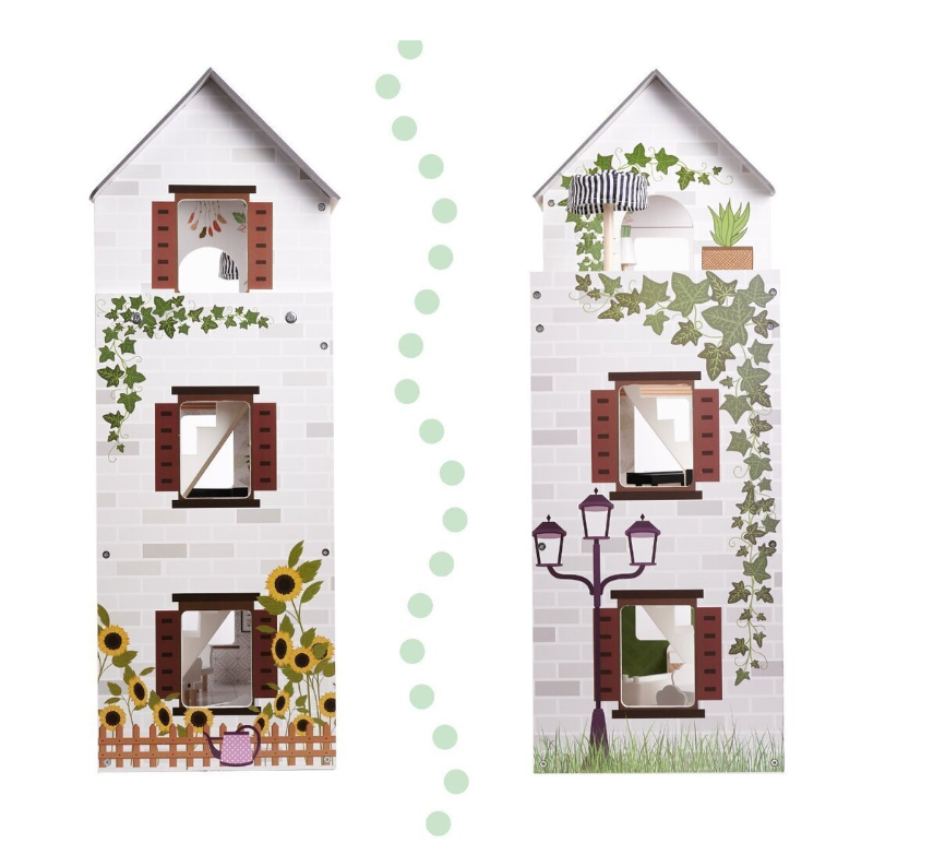 Casă de păpuși din lemn, 61,3 x 26,4 x 77,4 cm, gri, W06A413C