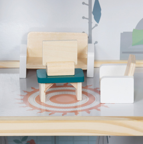 Casă de păpuși din lemn, 61,3 x 26,4 x 77,4 cm, turcoaz, W06A413G