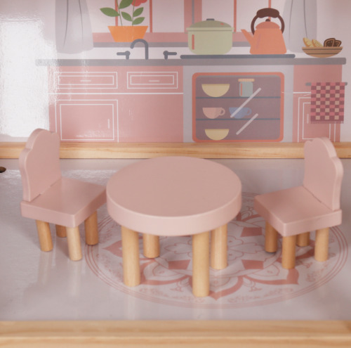 Casă de păpuși din lemn, 61,3 x 26,4 x 77,4 cm, roz, W06A413I