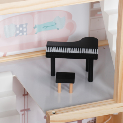 Casă de păpuși din lemn, 61,3 x 26,4 x 77,4 cm, roz, W06A413I