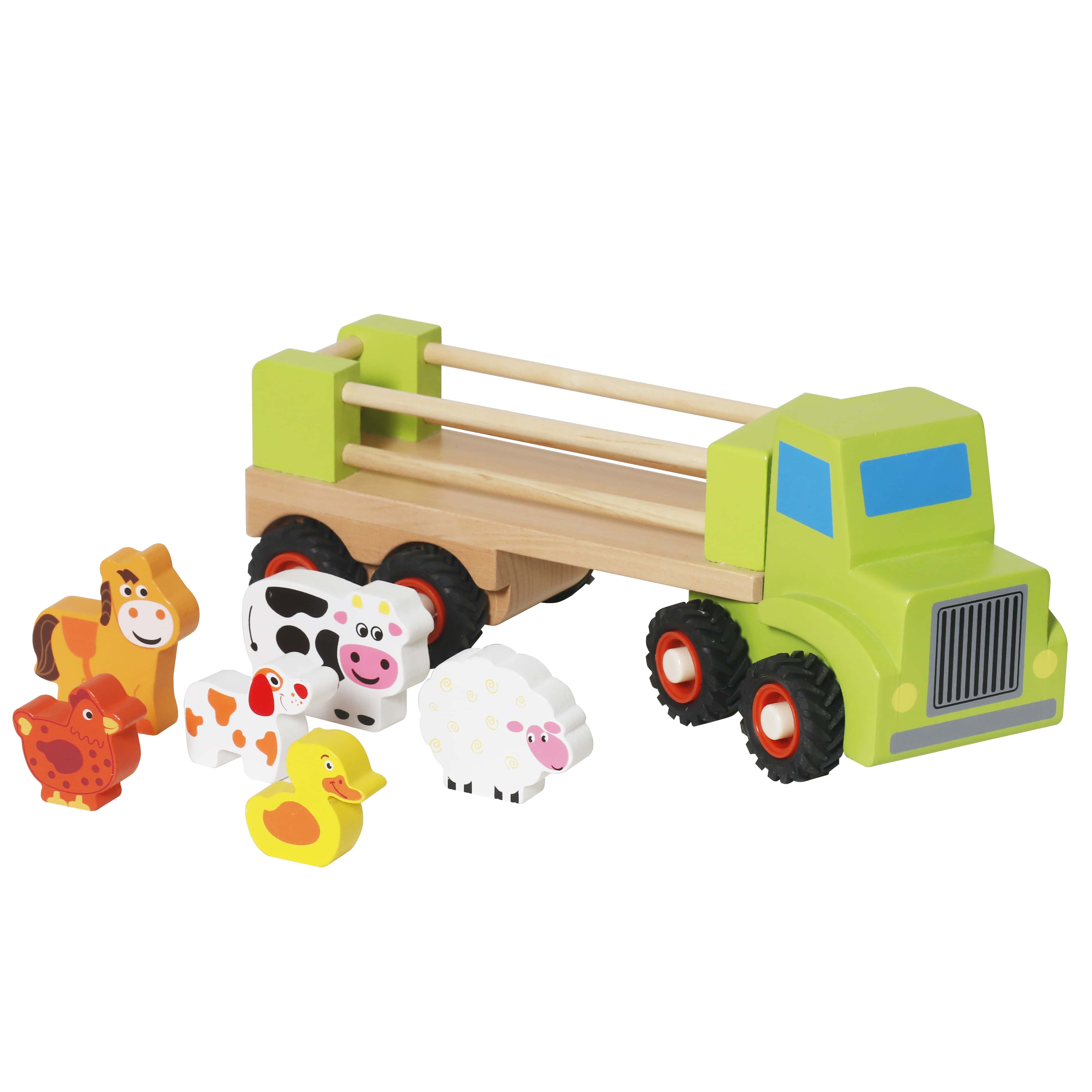 Mașină din lemn cu animale „Fermă”, W04A688