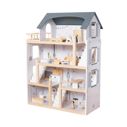 Wooden dollhouse, 61.3 x 26.4 x 77.4 cm, gray, W06A392
