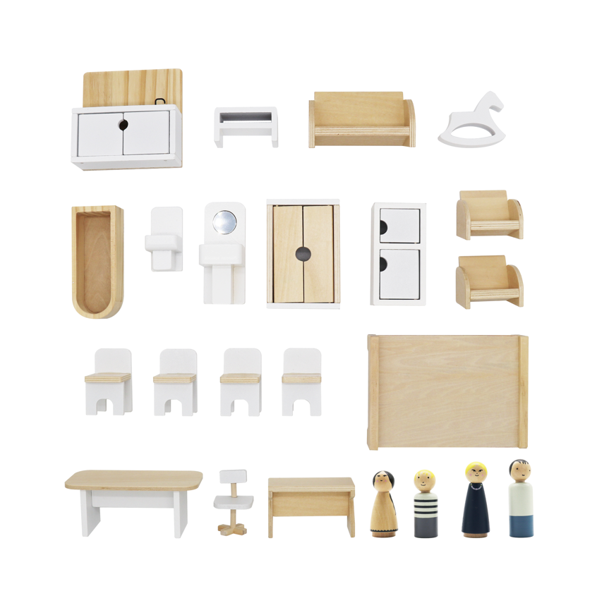 Wooden dollhouse, 61.3 x 26.4 x 77.4 cm, gray, W06A392