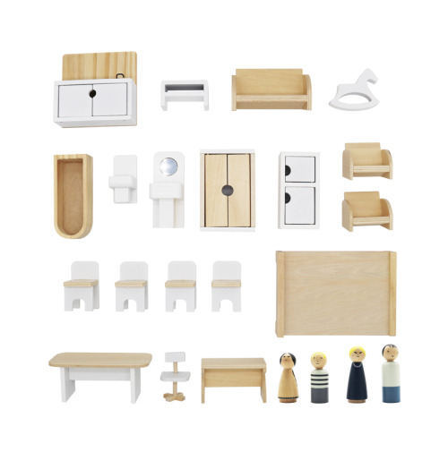 Wooden dollhouse, 61.3 x 26.4 x 77.4 cm, gray, W06A392