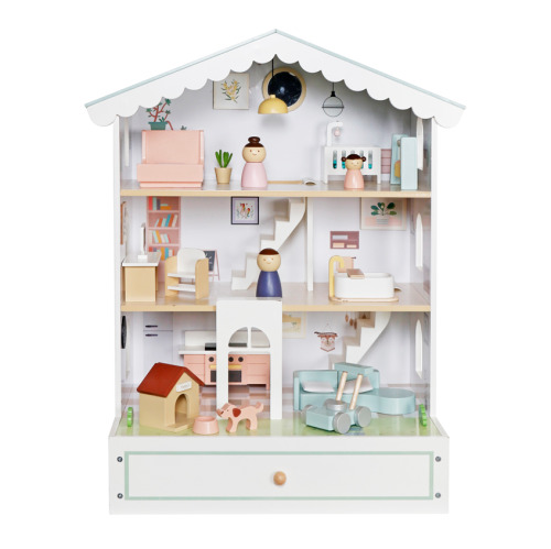 Căsuță de păpuși din lemn cu iluminare, 57,5 ​​x 34 x 69,5 cm, W06A578