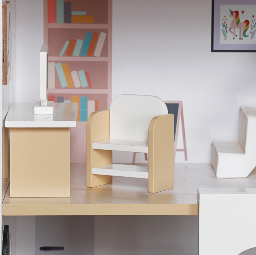 Căsuță de păpuși din lemn cu iluminare, 57,5 ​​x 34 x 69,5 cm, W06A578