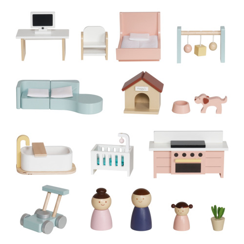 Căsuță de păpuși din lemn cu iluminare, 57,5 ​​x 34 x 69,5 cm, W06A578