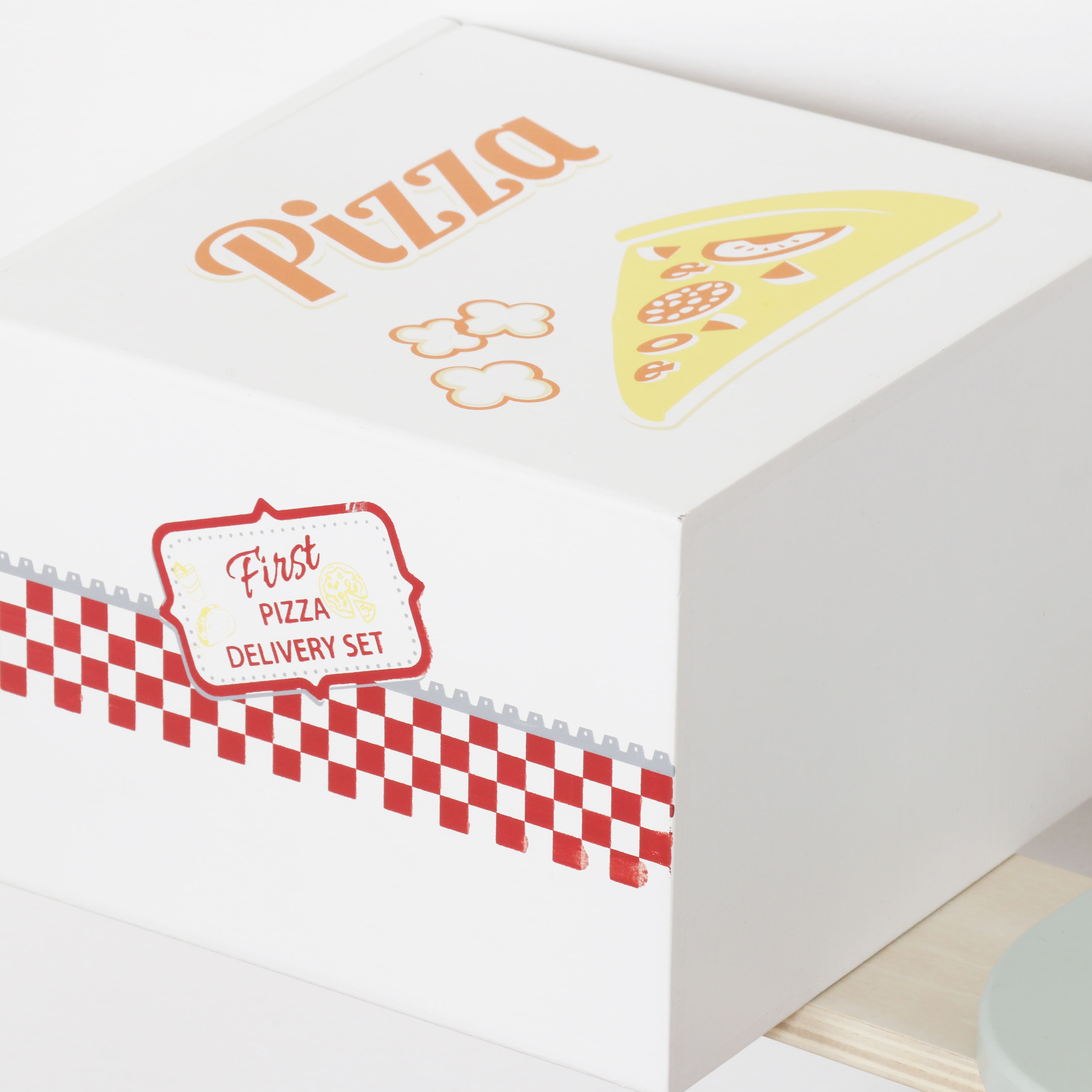 Motocicletă din lemn „Pizza Delivery”, 80×39×54 cm, W16C367