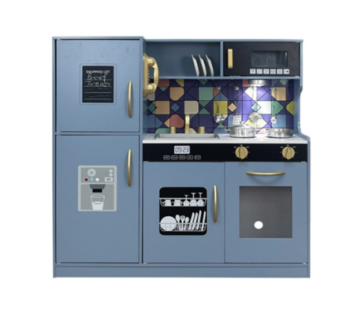 Bucătărie din lemn cu accesorii și funcții 80*23.7*80cm, Albastru W10C955