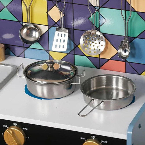 Bucătărie din lemn cu accesorii și funcții 80*23.7*80cm, Albastru W10C955