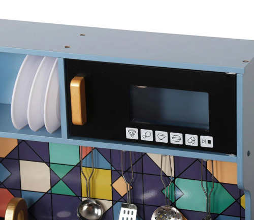 Bucătărie din lemn cu accesorii și funcții 80*23.7*80cm, Albastru W10C955