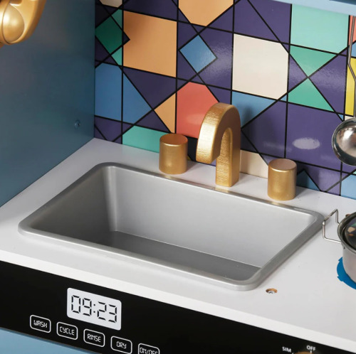 Bucătărie din lemn cu accesorii și funcții 80*23.7*80cm, Albastru W10C955