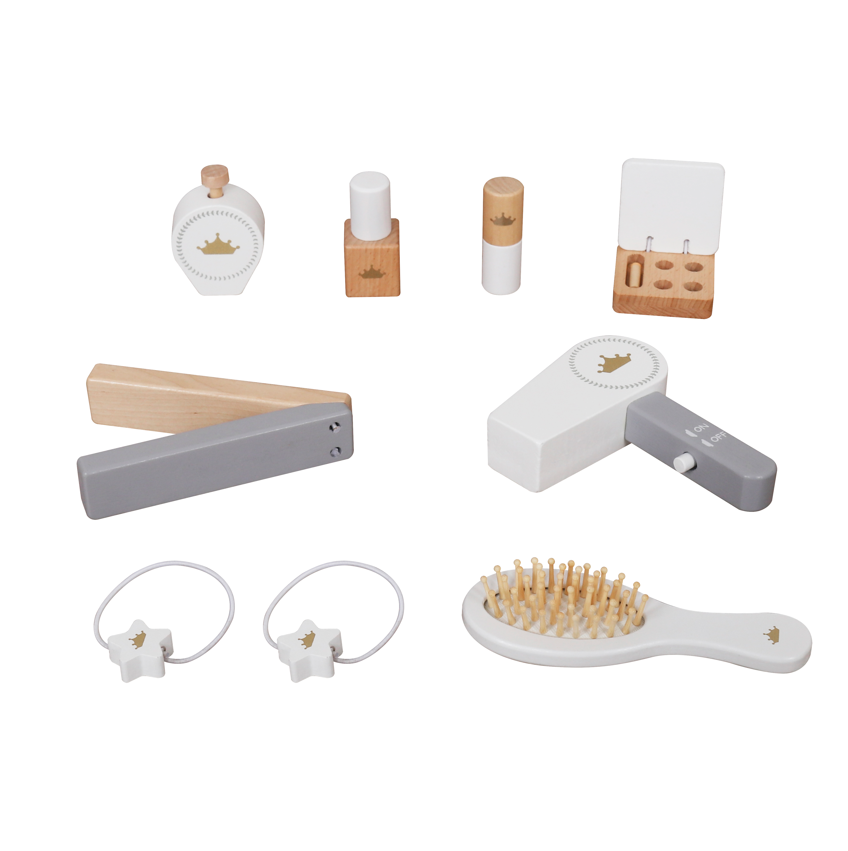 Masa de machiaj din lemn cu scaun, alba W08H206