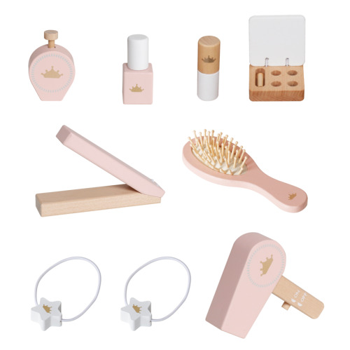 Masă de machiaj din lemn cu scaun, roz, W08H206B