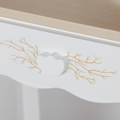 Masă de machiaj din lemn cu scaun iluminat, alb, W08H222