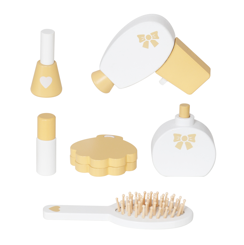 Masă de machiaj din lemn cu scaun iluminat, alb, W08H222