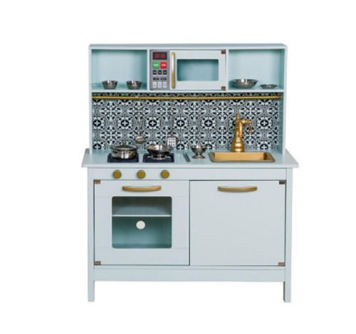 Bucătărie din lemn cu accesorii și funcții, 72*30*90cm, albastru W10C582B